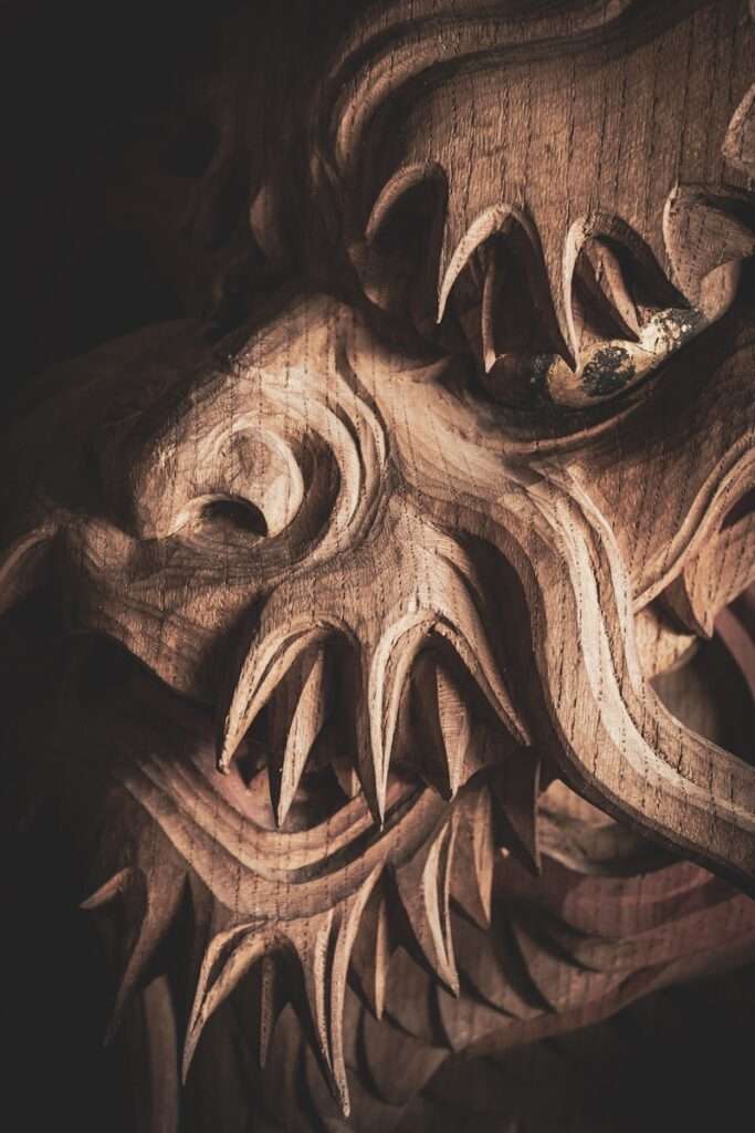 a carved wood carving