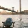 View of the manhattan bridge and skyline.